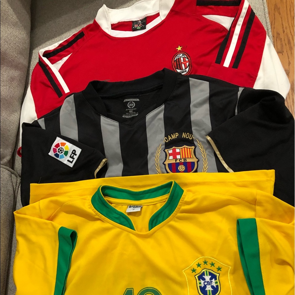 3 European Men’s soccer jerseys